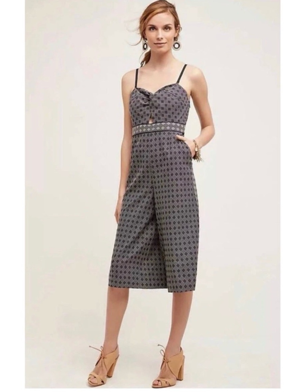 elevenses Navy and Cream Patterned REMY Jumpsuit